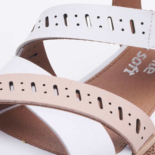 Remonte D3064-80 Ladies White, Pink & Green Leather & Textile Touch Fastening Sandals-elevate your sole