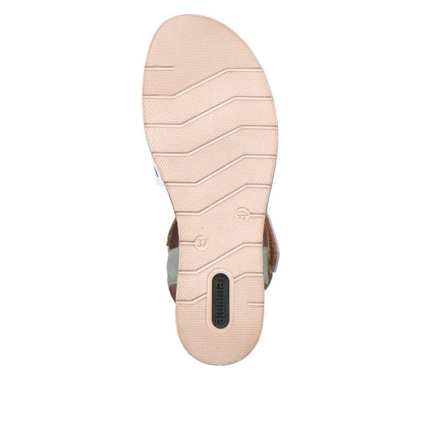 Remonte D3064-80 Ladies White, Pink & Green Leather & Textile Touch Fastening Sandals-elevate your sole