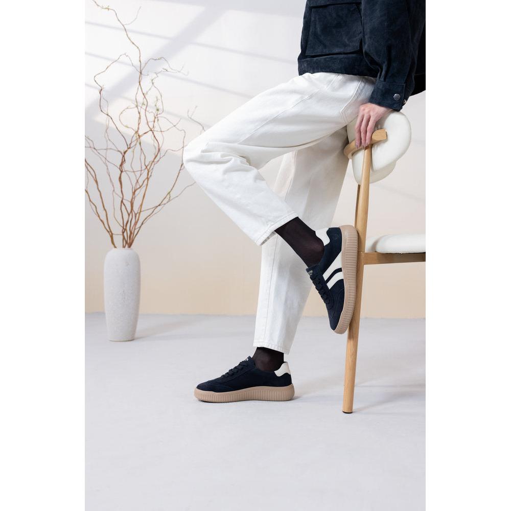 Remonte D3E00-15 women's wide navy/white suede lace up shoes, lifestyle view 1 of 2.