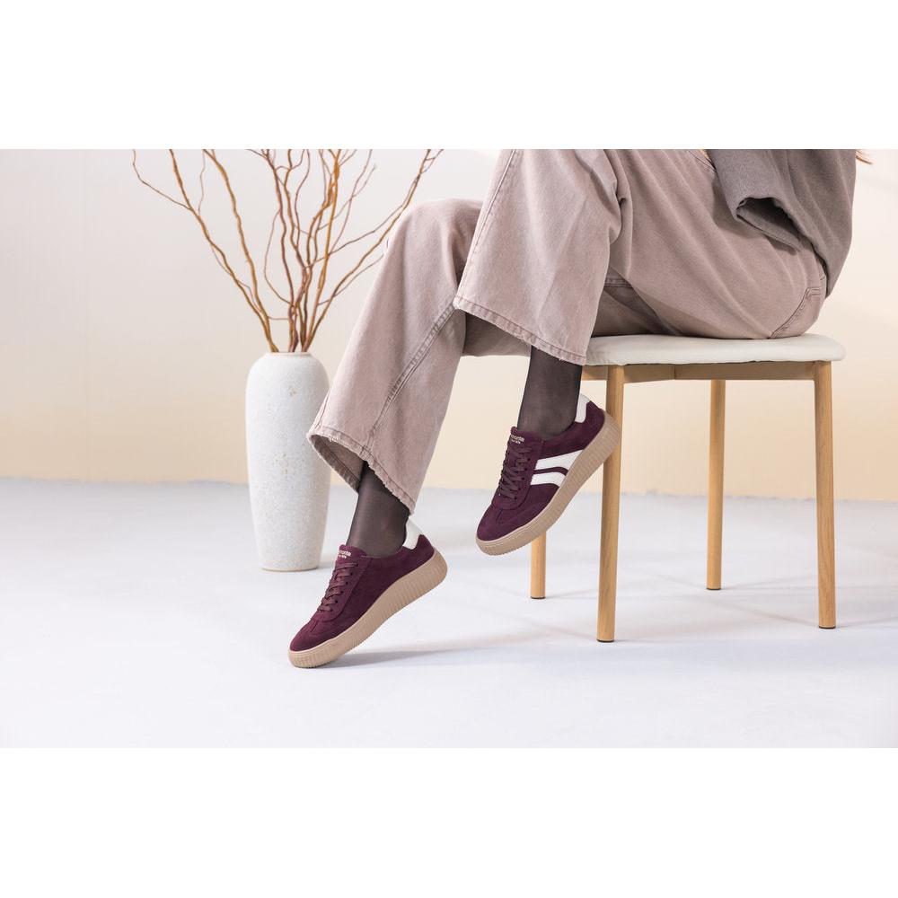 Remonte D3E00-30 women's wide red/white suede lace up shoes, lifestyle view 3 of 3.