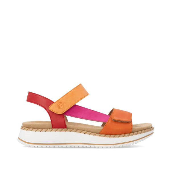 Remonte D3J50-38 women's multi-color touch fastening sandals with cushioned sole and sporty design.