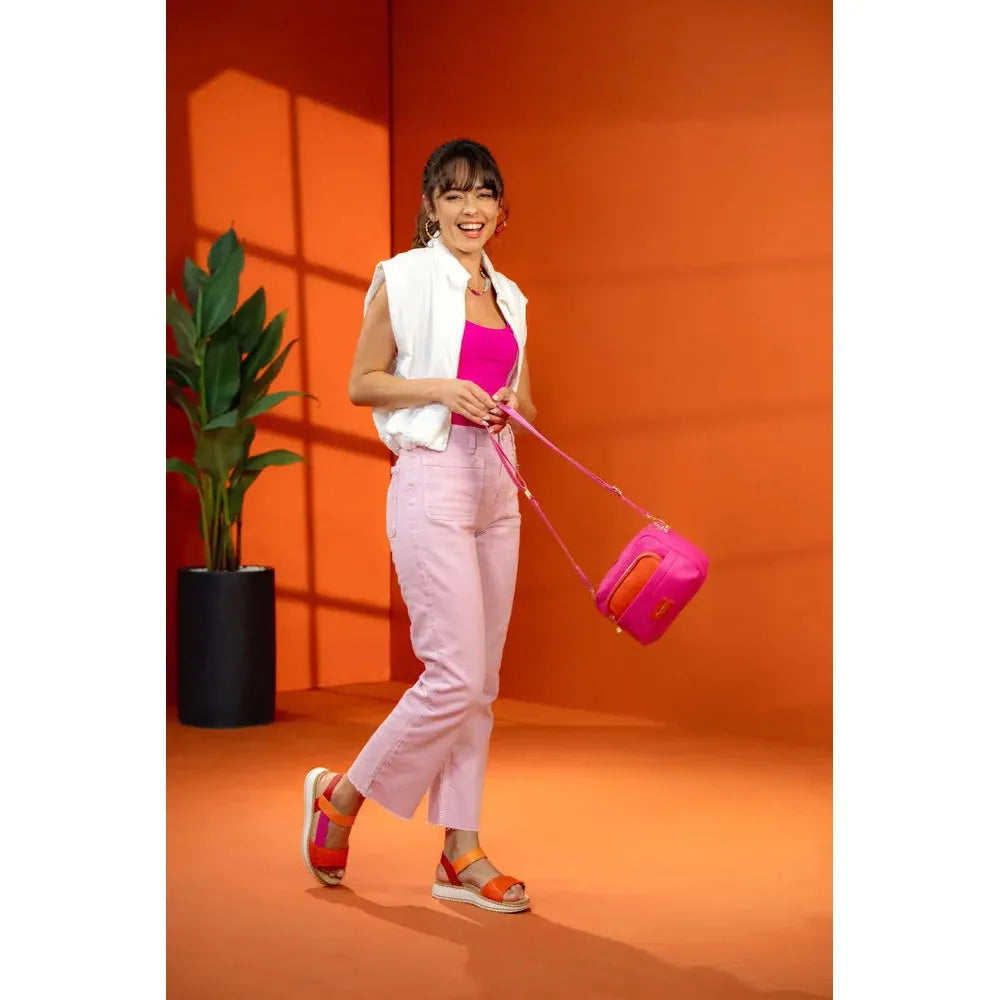 Remonte D3J50-38 women's multi-touch fastening sandals, orange and pink, stylish open-toe design, casual summer footwear.