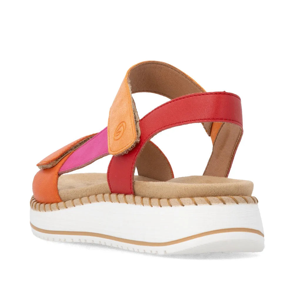 Remonte D3J50-38 women's multi-color touch fastening sandals with cushioned sole and adjustable straps.