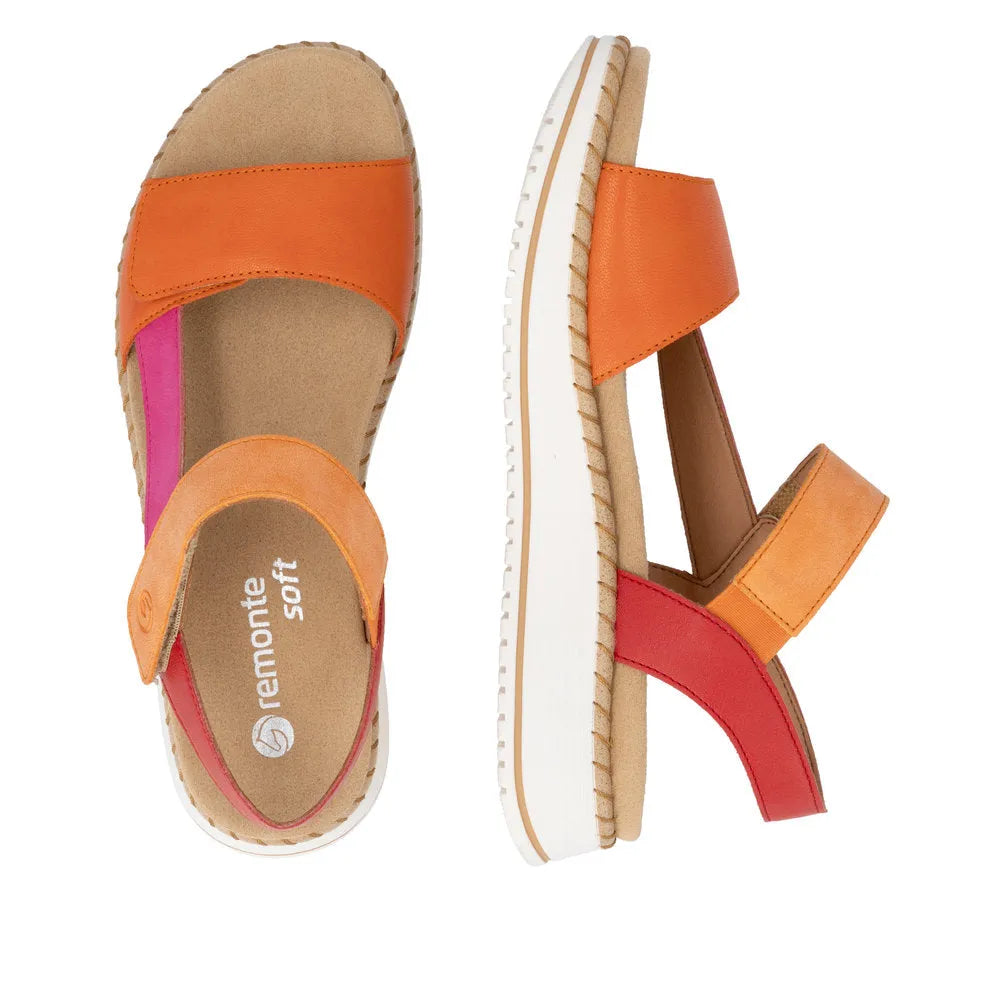 Remonte D3J50-38 women's multi-color touch fastening sandals with cushioned insole and sporty sole, perfect for casual summer wear.