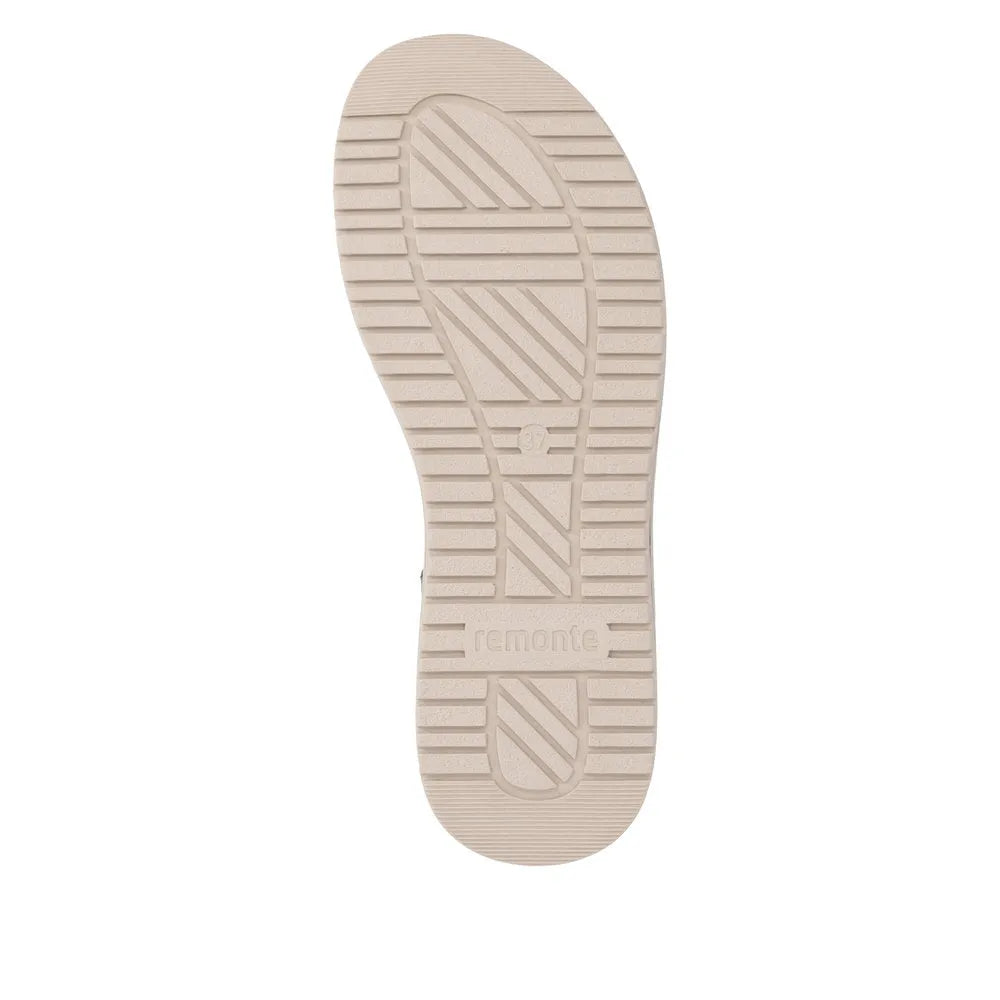 Remonte D3J50-90 women's multi-touch fastening sandals sole, beige color, comfortable slip-on design, non-slip tread.