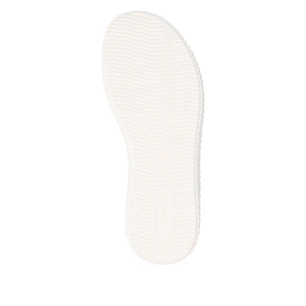 Remonte D3L51-60 women's wide off-white and gold leather sandals with touch fastening, flat sole, and stylish design.