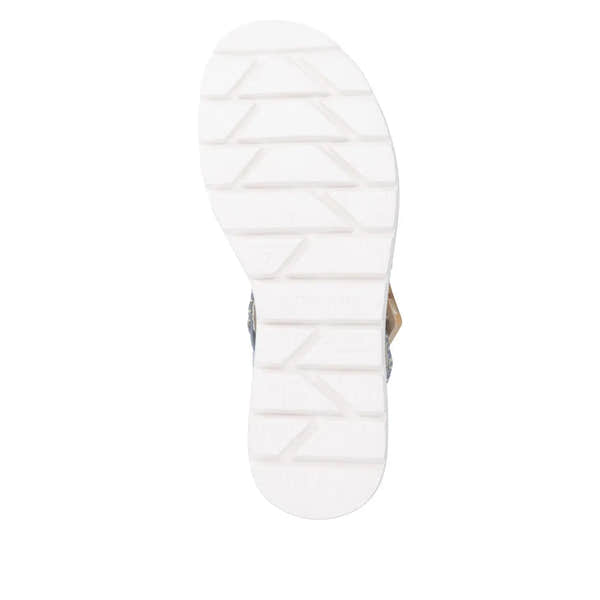 Remonte D3N51-10 women's aqua suede touch fastening sandals with white rubber sole.