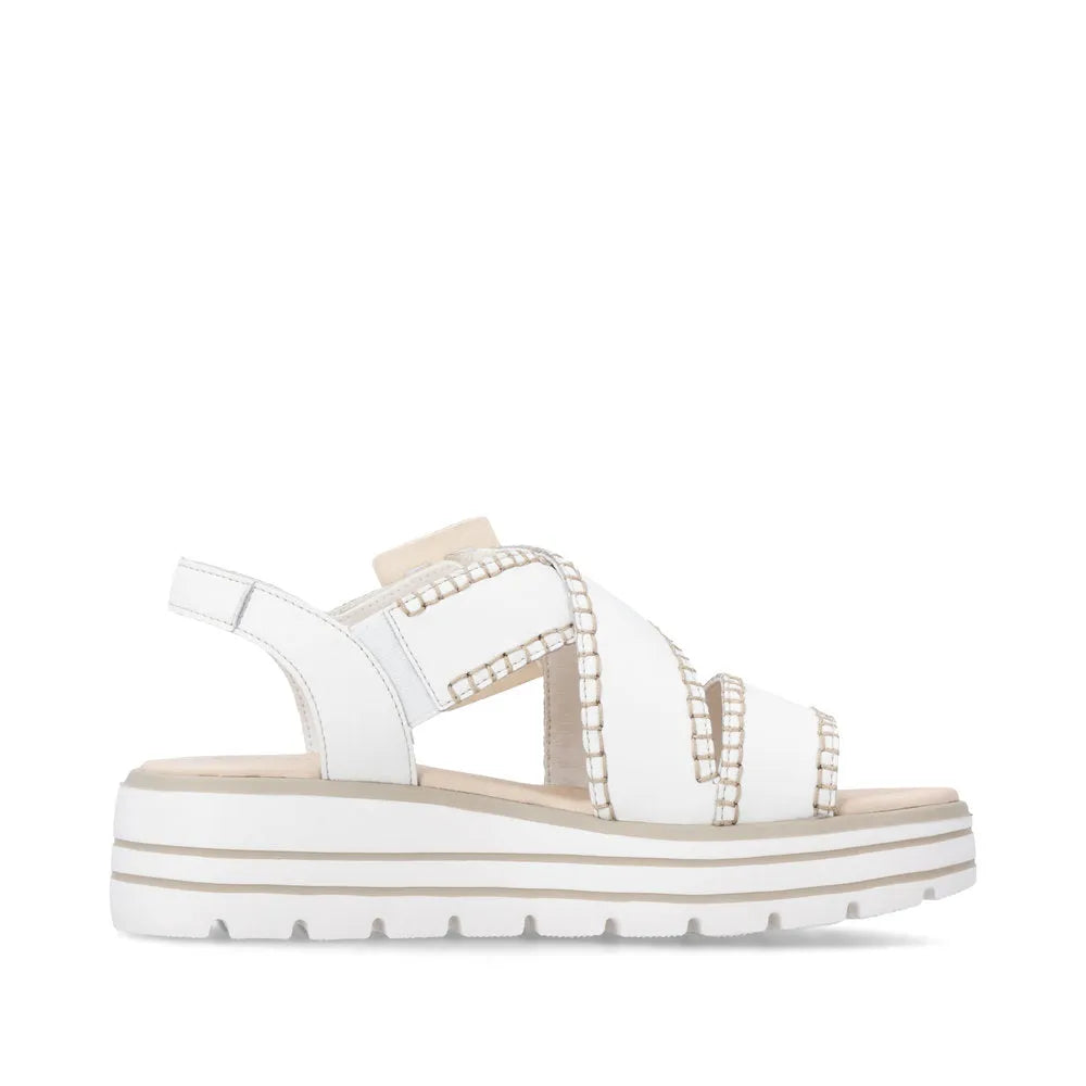 Remonte D3N51-80 Ladies Off White Leather Touch Fastening Sandals
