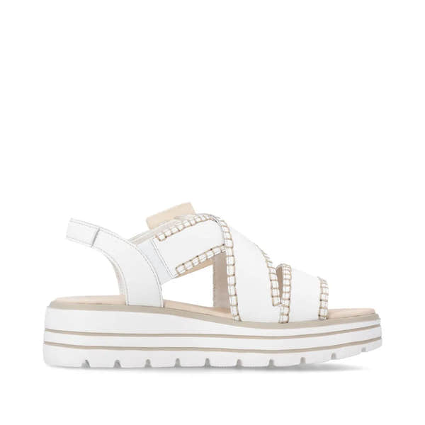 Remonte D3N51-80 Ladies Off White Leather Touch Fastening Sandals