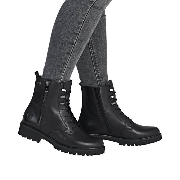 Remonte D8656-00 women's wide black leather water resistant front zip ankle boots, additional product view 10.