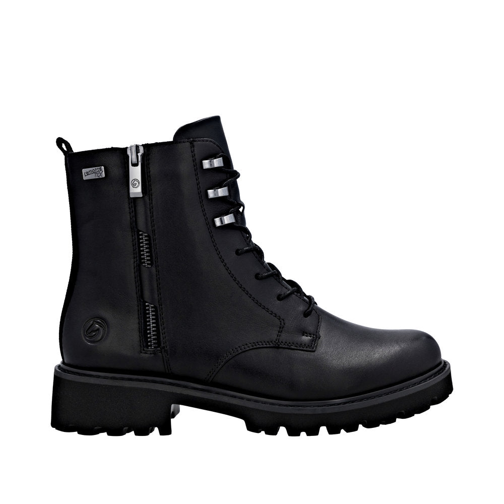 Remonte D8656-00 women's wide black leather water resistant front zip ankle boots, additional product view 11.