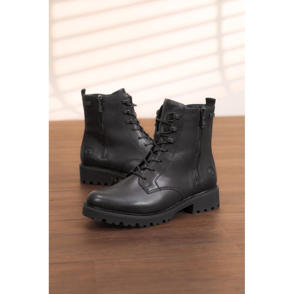 Remonte D8656-00 women's wide black leather water resistant front zip ankle boots, additional product view 16.