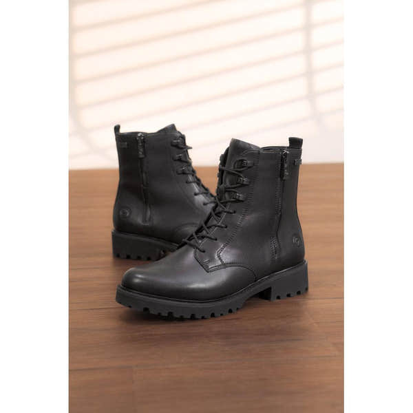 Remonte D8656-00 women's wide black leather water resistant front zip ankle boots, additional product view 16.