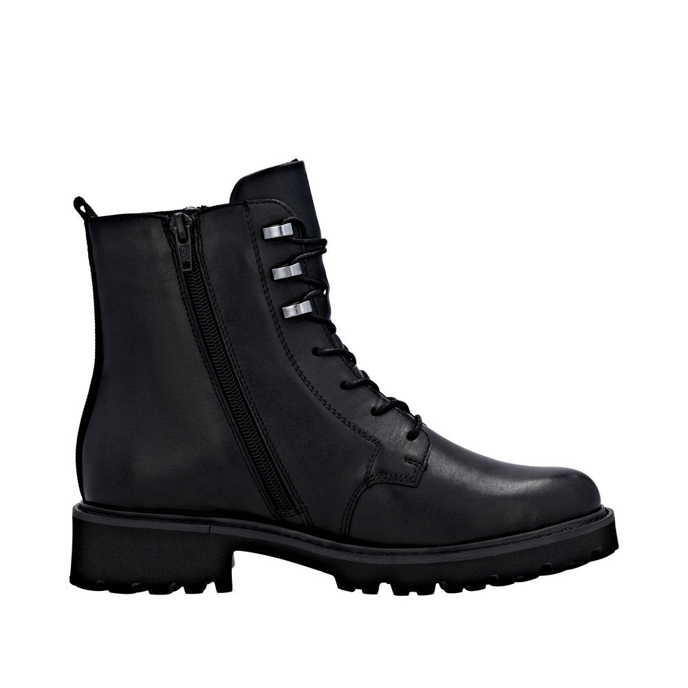 Remonte D8656-00 women's wide black leather water resistant front zip ankle boots, additional product view 2.