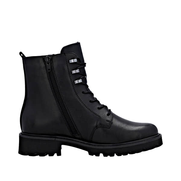 Remonte D8656-00 women's wide black leather water resistant front zip ankle boots, additional product view 2.