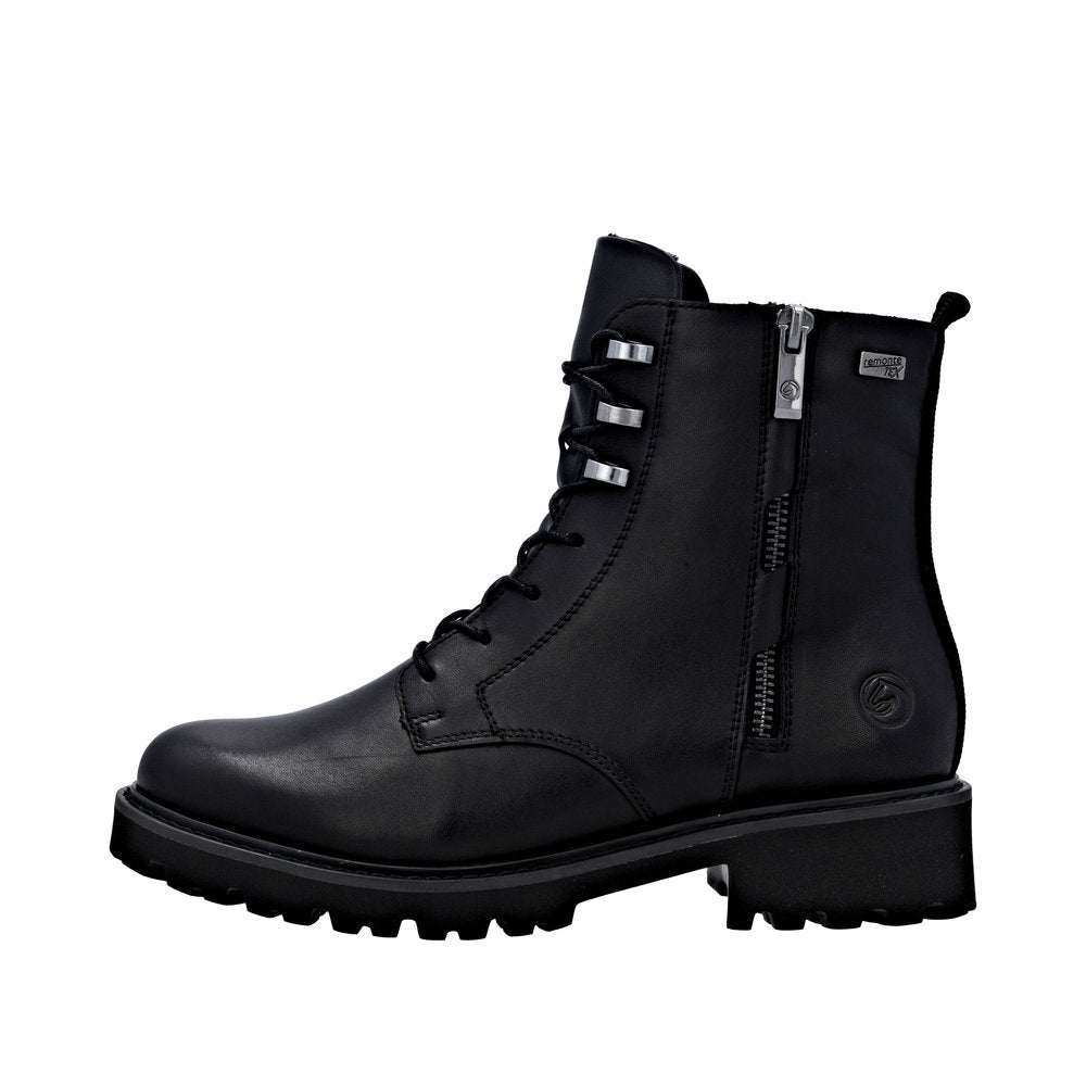 Remonte D8656-00 women's wide black leather water resistant front zip ankle boots, additional product view 5.