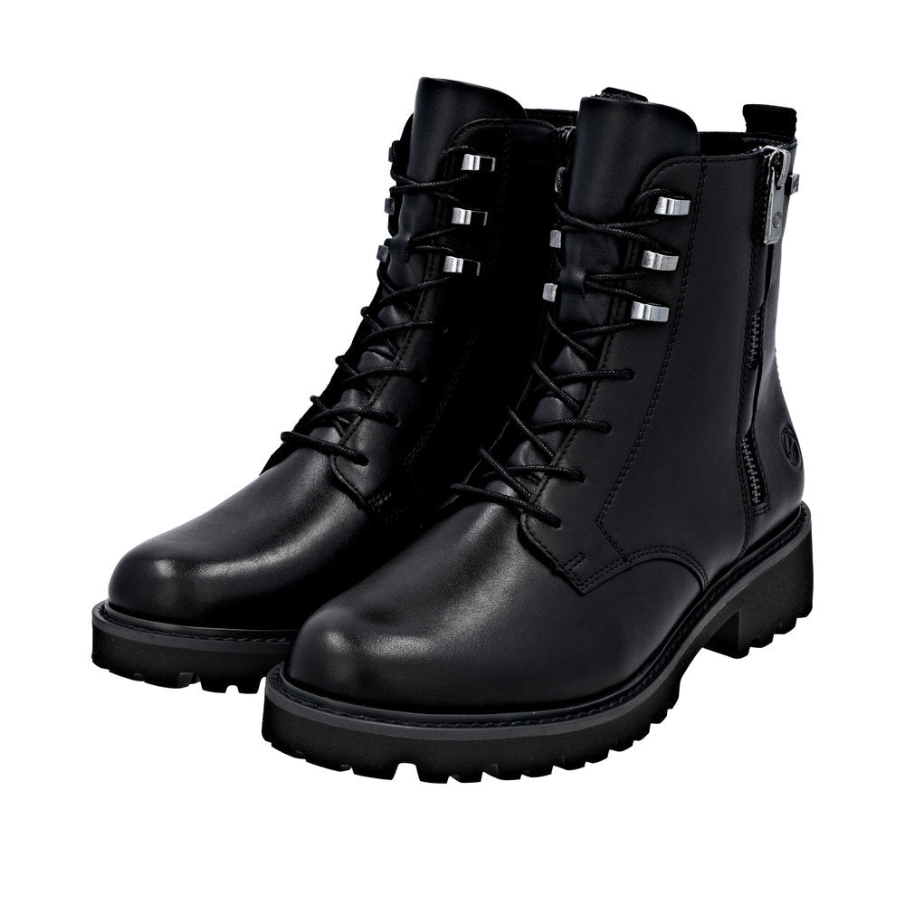 Remonte D8656-00 women's wide black leather water resistant front zip ankle boots, additional product view 8.