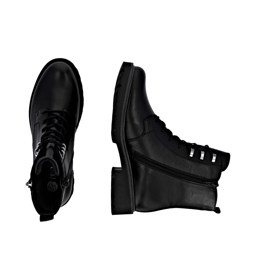 Remonte D8656-00 women's wide black leather water resistant front zip ankle boots, additional product view 9.