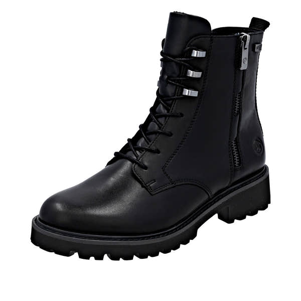 Remonte D8656-00 women's wide black leather water resistant front zip ankle boots, additional product view 1.