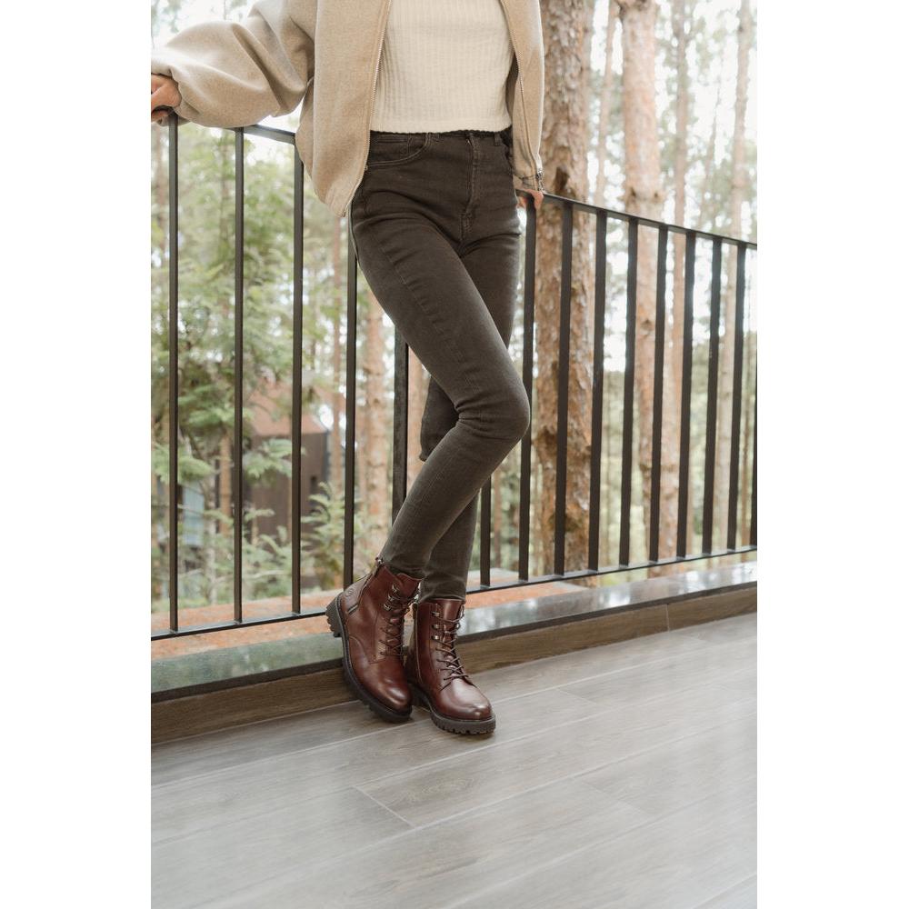 Remonte D8656-25 women's wide brown leather water resistant zip & lace ankle boots, additional product view 4.