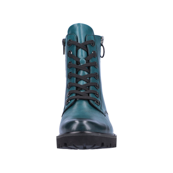 Remonte D8671-12 Ladies Petrol Leather Zip & Lace Ankle Boots-elevate your sole