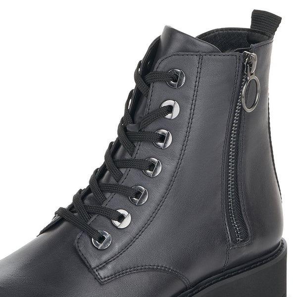 Remonte D8671-14 Ladies Navy Blue Leather Zip & Lace Ankle Boots-elevate your sole