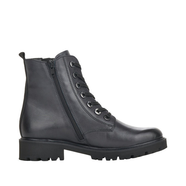 Remonte D8671-14 Ladies Navy Blue Leather Zip & Lace Ankle Boots-elevate your sole
