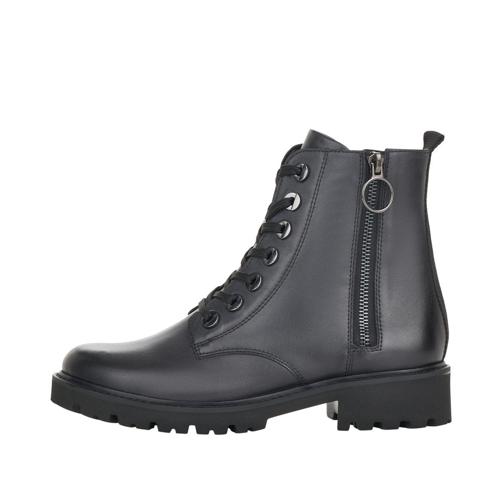 Remonte D8671-14 Ladies Navy Blue Leather Zip & Lace Ankle Boots-elevate your sole
