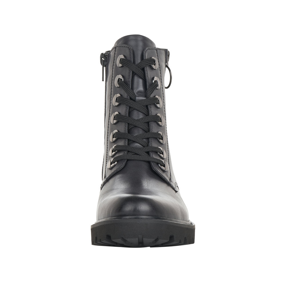 Remonte D8671-14 Ladies Navy Blue Leather Zip & Lace Ankle Boots-elevate your sole