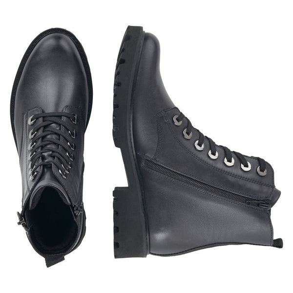 Remonte D8671-14 Ladies Navy Blue Leather Zip & Lace Ankle Boots-elevate your sole