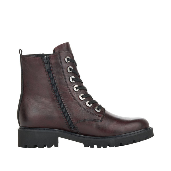 Remonte D8671-35 Ladies Burgundy Leather Zip & Lace Ankle Boots-elevate your sole