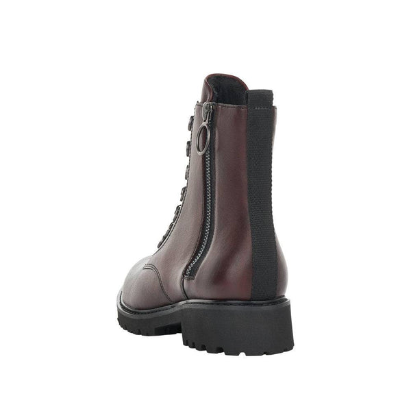 Remonte D8671-35 Ladies Burgundy Leather Zip & Lace Ankle Boots-elevate your sole