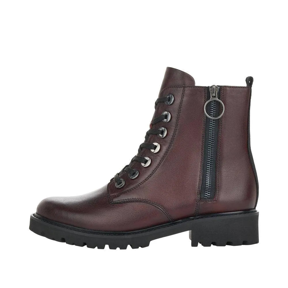 Remonte D8671-35 Ladies Burgundy Leather Zip & Lace Ankle Boots-elevate your sole