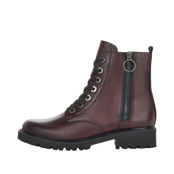 Remonte D8671-35 Ladies Burgundy Leather Zip & Lace Ankle Boots-elevate your sole