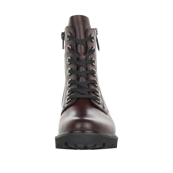 Remonte D8671-35 Ladies Burgundy Leather Zip & Lace Ankle Boots-elevate your sole