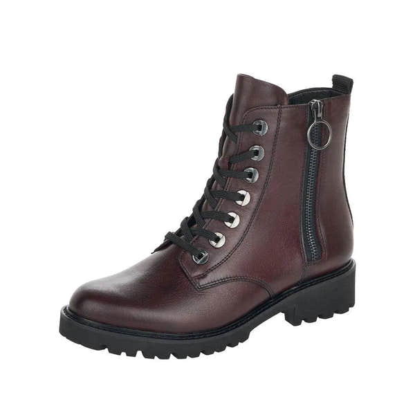 Remonte D8671-35 Ladies Burgundy Leather Zip & Lace Ankle Boots-elevate your sole
