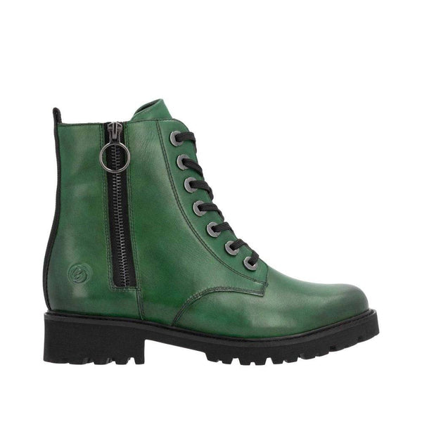 Remonte D8671-53 Ladies Green Leather Zip & Lace Ankle Boots-elevate your sole