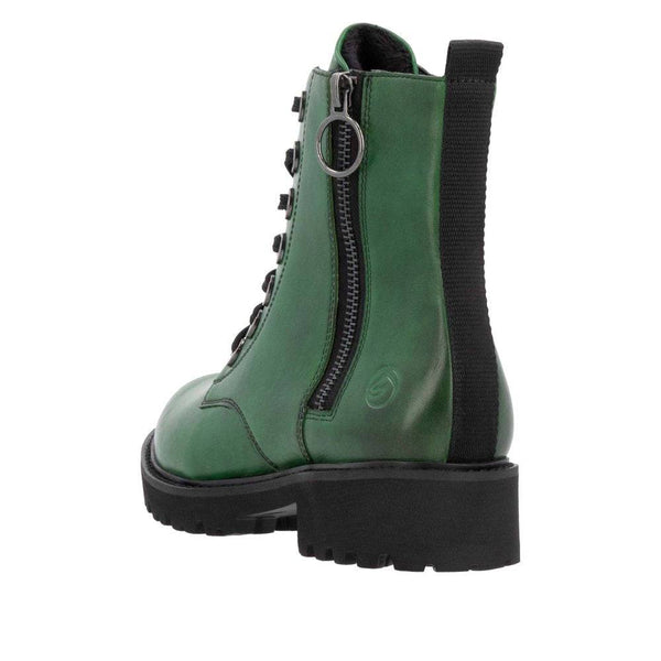 Remonte D8671-53 Ladies Green Leather Zip & Lace Ankle Boots-elevate your sole