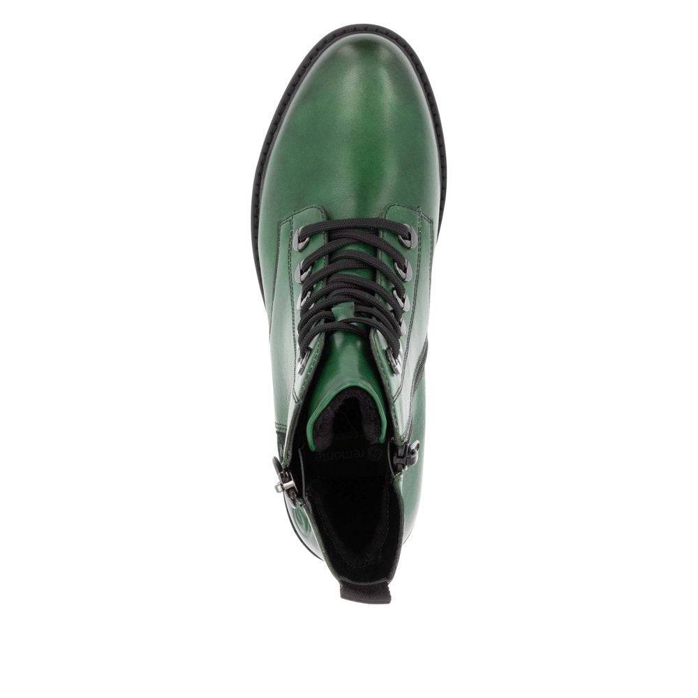 Remonte D8671-53 Ladies Green Leather Zip & Lace Ankle Boots-elevate your sole