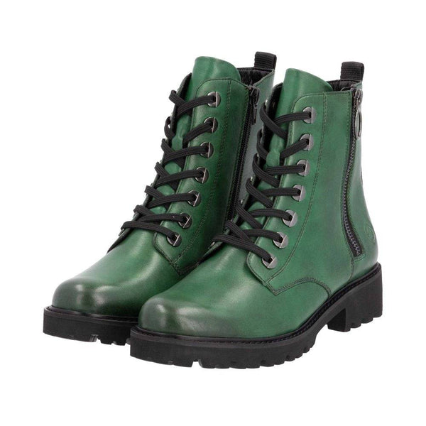 Remonte D8671-53 Ladies Green Leather Zip & Lace Ankle Boots-elevate your sole
