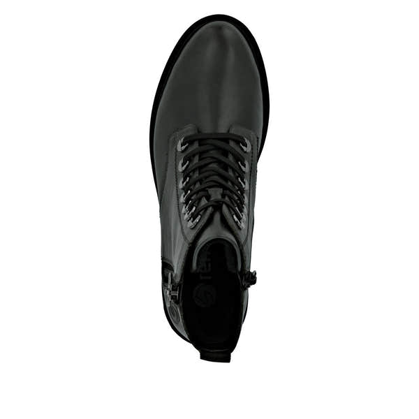 Remonte D8671-56 women's wide-fit green leather ankle boots with zip and lace-up closure, featuring a sleek, stylish design.