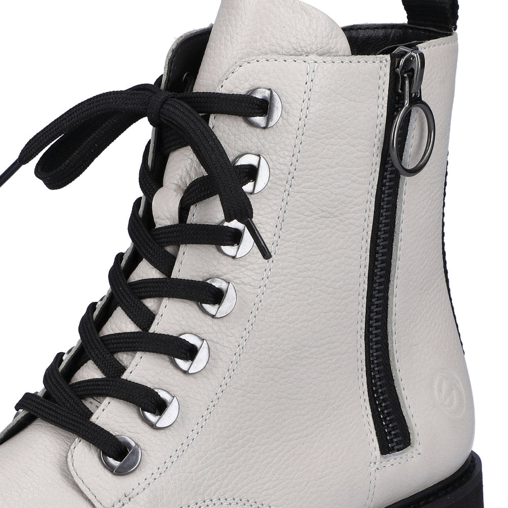 Remonte D8671-81 Ladies White Leather Zip & Lace Ankle Boots-elevate your sole