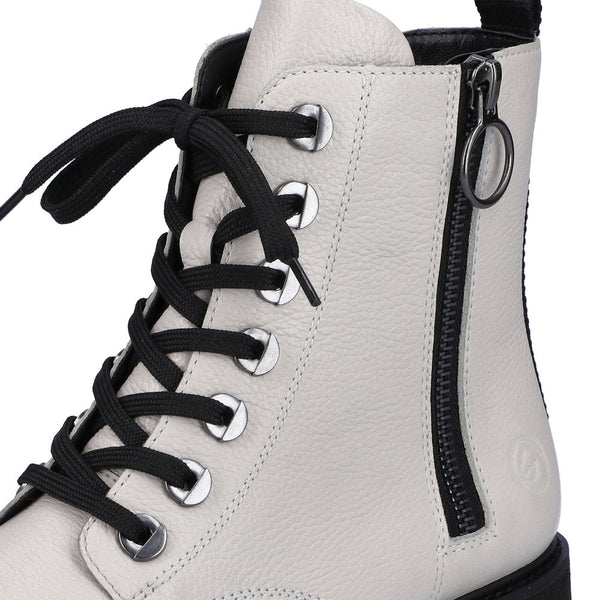 Remonte D8671-81 Ladies White Leather Zip & Lace Ankle Boots-elevate your sole