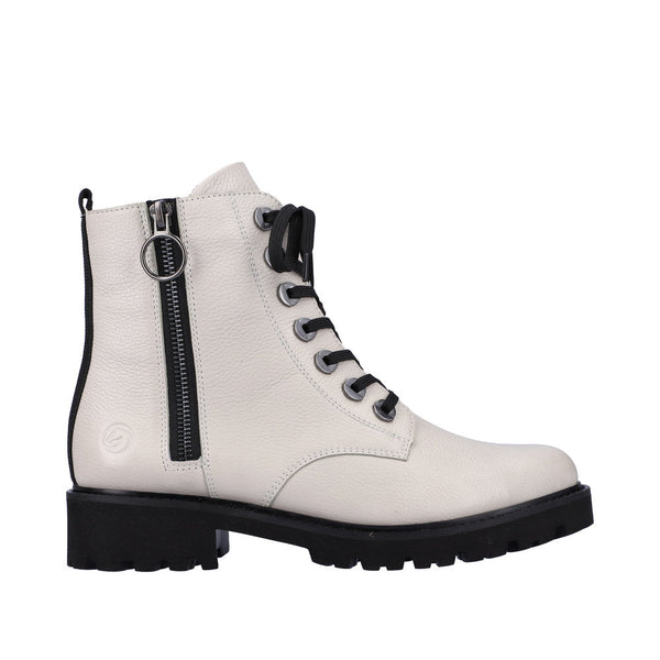 Remonte D8671-81 Ladies White Leather Zip & Lace Ankle Boots-elevate your sole
