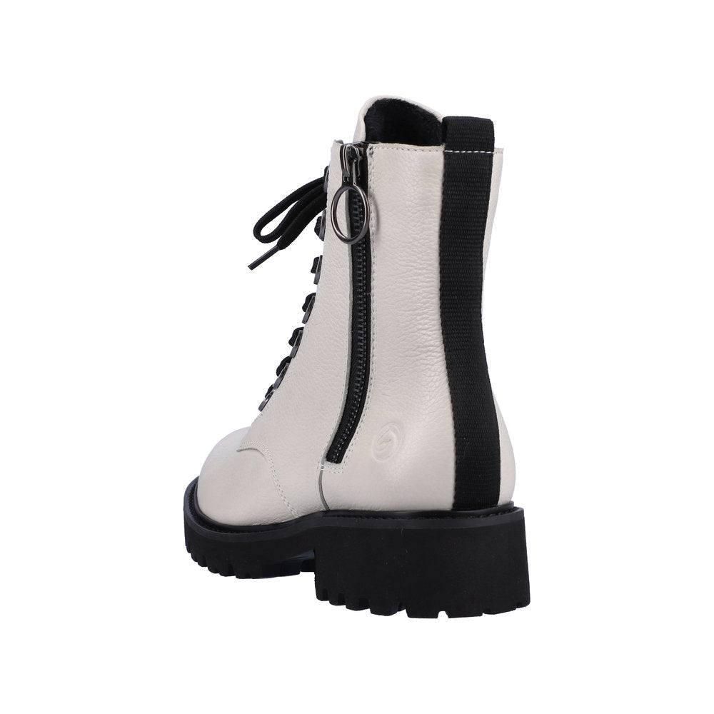 Remonte D8671-81 Ladies White Leather Zip & Lace Ankle Boots-elevate your sole