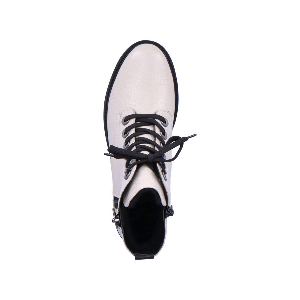 Remonte D8671-81 Ladies White Leather Zip & Lace Ankle Boots-elevate your sole
