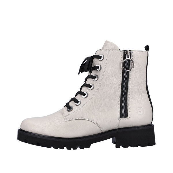 Remonte D8671-81 Ladies White Leather Zip & Lace Ankle Boots-elevate your sole