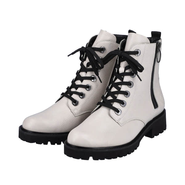 Remonte D8671-81 Ladies White Leather Zip & Lace Ankle Boots-elevate your sole