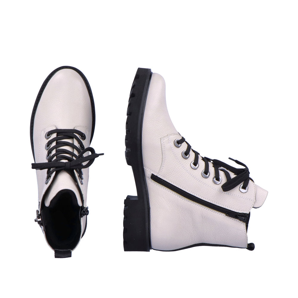 Remonte D8671-81 Ladies White Leather Zip & Lace Ankle Boots-elevate your sole