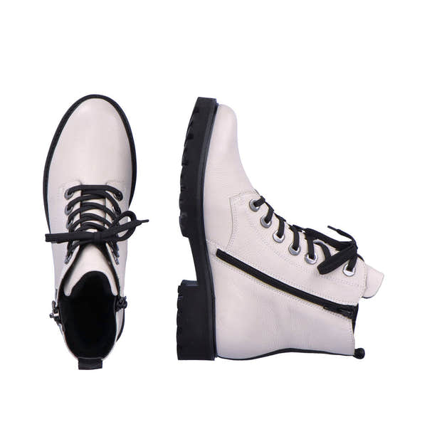 Remonte D8671-81 Ladies White Leather Zip & Lace Ankle Boots-elevate your sole